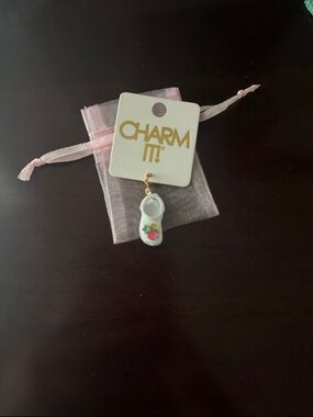 White Flip-Flop Charm with Tropical Accent